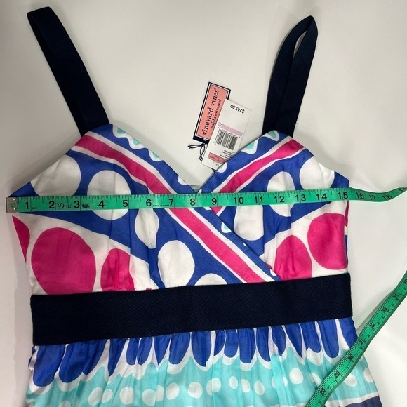 Vineyard Vines Carolina Maxi Dress 6 Ocean Splash NWT Cotton‎ Silk Lined Geo - Picture 10 of 14